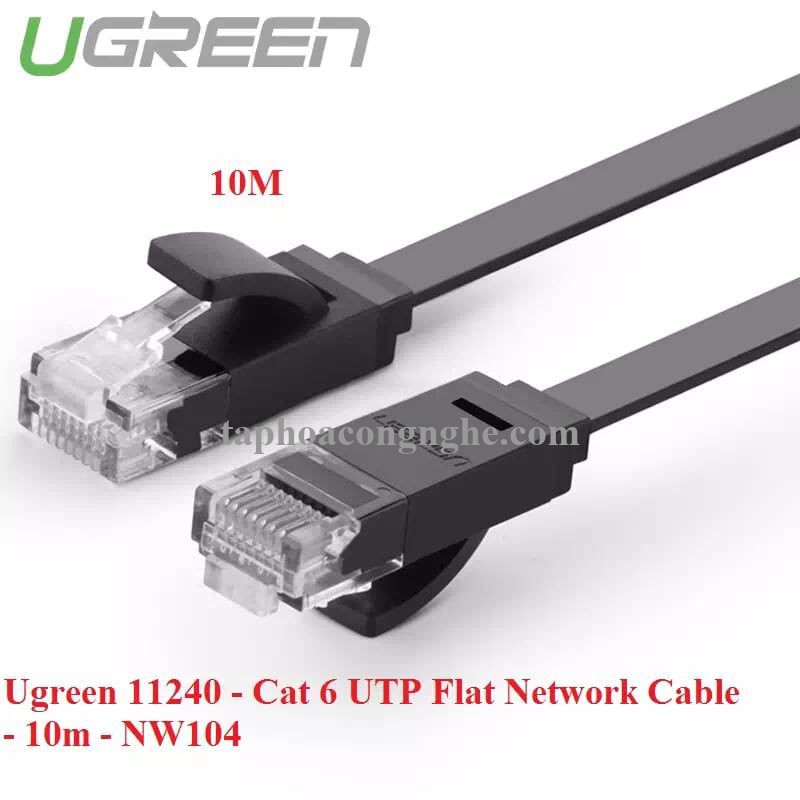 Ugreen 11240 10M màu Đen Cáp mạng LAN CAT6 UPT cáp dẹp NW104 30011240
